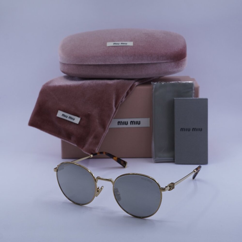 Miu Miu MU55ZS 5AK07F Round Sunglasses – Gold